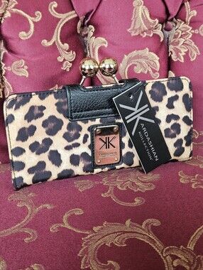 Kardashian Collection Leopard Print Wallet with Gold Accents